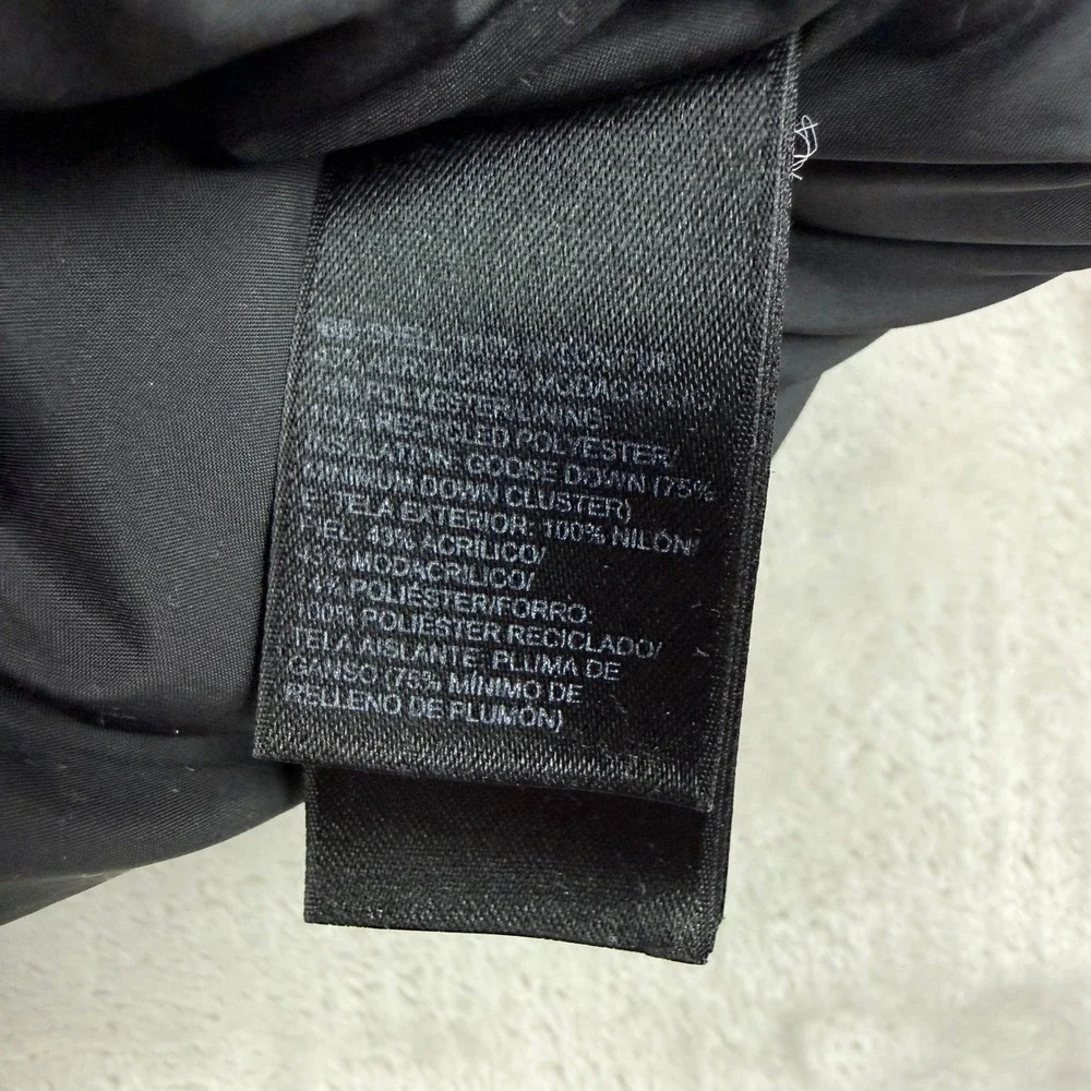 The North Face HyVent Bomber Jacket Mens Medium Black Goose Down Hooded Puffer - Picture 3 of 15